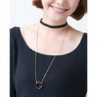 Choker Layered Hoop-pendant Long Necklace