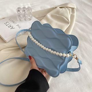 Scallop Trim Faux Pearl Crossbody Bag