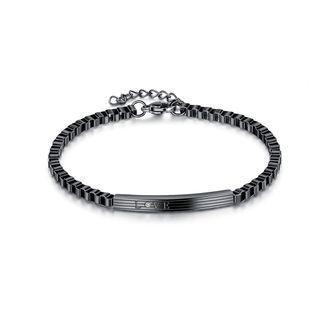 Simple And Fashion Plated Black Love Geometric 316l Stainless Steel Bracelet With Cubic Zirconia Black - One Size
