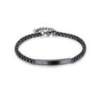 Simple And Fashion Plated Black Love Geometric 316l Stainless Steel Bracelet With Cubic Zirconia Black - One Size