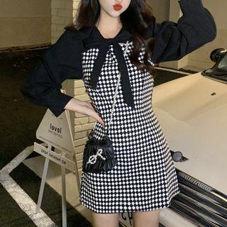Checkerboard Panel Mini A-line Dress
