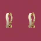 Irregular Layered Wavy Open Hoop Earring 1 Pair - S925 - Silver - Ear Stud Earring - White & Gold - One Size
