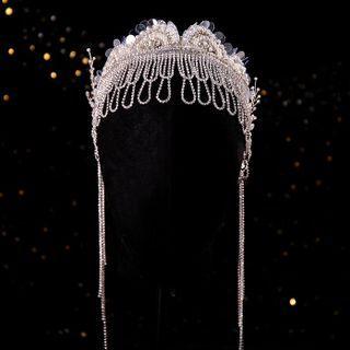 Fringed Rhinestone Wedding Tiara 1 Pc - White - One Size