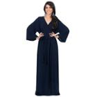 Wrap Front Long-sleeve A-line Maxi Dress