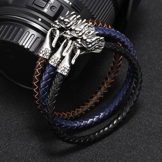 Metal Accent Genuine Leather Bracelet