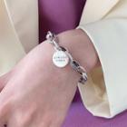 Lettering Disc Alloy Bracelet Sl0102 - Silver - One Size