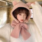 Chenille Cat Ear Hooded Neck Scarf
