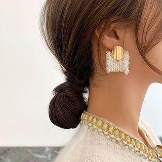 Square Fabric Alloy Dangle Earring