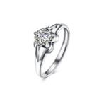 925 Sterling Silver Fashion Elegant Cutout Cubic Zircon Adjustable Ring Silver - One Size