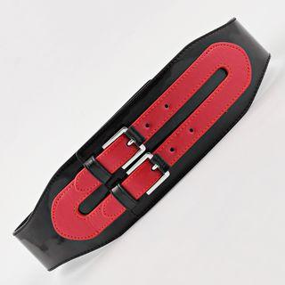 Double Buckled Faux Leather Belt