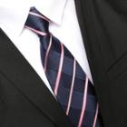 Striped Neck Tie Zsld007 - Stripe - Pink & Dark Blue - One Size