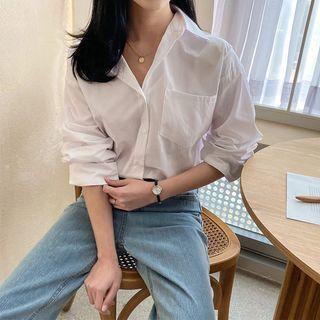 Pocket-front Slit-side Shirt