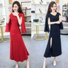 Cape-sleeve A-line Party Dress