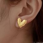 Textured Heart Stainless Steel Earring 1 Pair - Gold - One Size