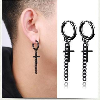 Cross & Chain Stainless Steel Fringed Earring