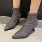 Pointed Flared Heel Ankle Boots