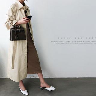 Raglan-sleeve Flap Mac Coat With Belt