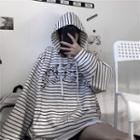 Striped Zip Hoodie Stripe - Off-white - One Size