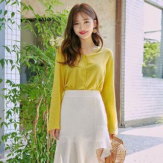 Asymmetric Linen Blend Mermaid Skirt