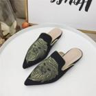 Lion Embroidered Mules