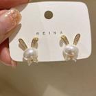 Faux Pearl Rabbit Stud Earring Stud Earring - 1 Pair - Gold - One Size