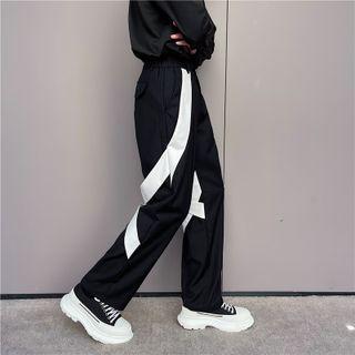 Irregular Contrast Trim Pants