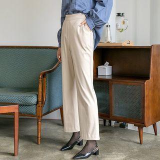Flat-front Wide Boot-cut Pants