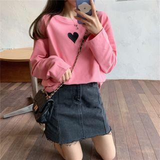 Long Sleeve Heart Print T-shirt
