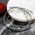 Fish Bone Layered Bracelet Silver - One Size