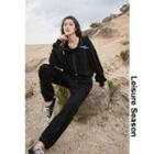 Set: Hooded Crop Jacket + Loose Sweatpants