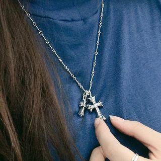 Cross Pendant Sterling Silver Necklace 1 Pc - D627 - Silver - One Size