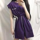 Sleeveless Contrast Trim Drawstring Waist Tunic