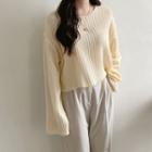 Drop-shoulder Waffle Knit Top
