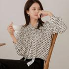 Tie-neck Geo Pattern Blouse