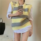 Striped Sweater Vest Yellow - One Size