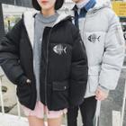 Couple Matching Fleece-lined Fishbone Hooded Jacket