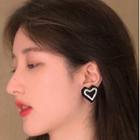Heart Drop Earring 1 Pair - Silver & Black - One Size