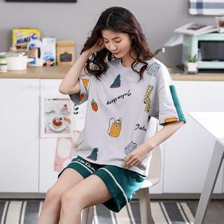 Printed Short Sleeve Loungewear Set