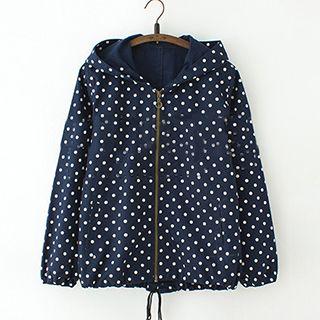Hooded Dotted Zip Jacket