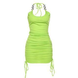 Ruched Side Halter Sheath Dress