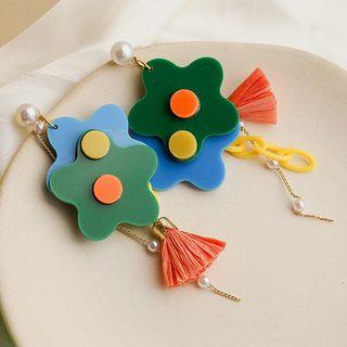 Acrylic Flower Tassel Dangle Earring 1 Pair - One Size