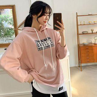 Layered-hem Letter Hoodie