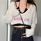 Set: Lettering Cropped T-shirt + Halter Camisole Top