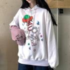 Mock Two-piece Astronaut Print Hoodie