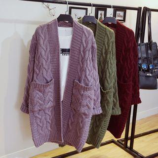 Cable-knit Long Chunky Cardigan