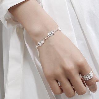 925 Sterling Silver Perforated Bracelet Silver - One Size