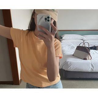 [dearest] Short-sleeve Waffle Top (yellow) One Size