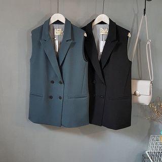 Double-breasted Sleeveless Blazer