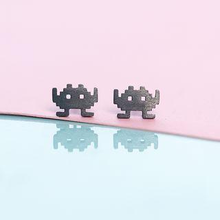 925 Sterling Silver Alien Stud Earring 1 Pair - As Shown In Figure - One Size
