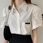 Pocket Detail Short-sleeve Blouse / High-waist Skort